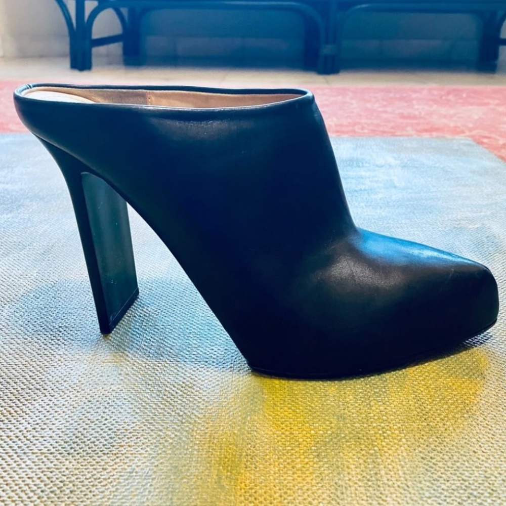 Maison Martin Margiela Black Leather High Heeled Mules